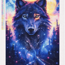 ShiCattle Wolf Diamond Art Kits for Adults Beginners, DIY Full Round Drill Diamond Painting Kits Starry Sky, Paint by Diamonds Dot Gem Art Crystal Easy, Home Wall Decor 12x16Inch
