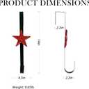 Cast Iron Wreath Hanger for Front Door, Red Star Adjustable Over The Door Hook Wreath Stand, Heavy Duty Door Wreath Hanger and Garland Holder for Fall and Christmas Decorations