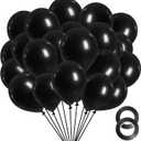 FOTIOMRG Black Balloons 12 inch, 100 Pack Black Latex Balloons for Birthday Graduation Halloween Baby Shower Father's Day Party Decorations