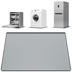 27''x27'' Washing Machine Drain Pan Silicone Mat with 0.78'' Raised Edges(Leak Protection), Non-Slip & Anti-Vibration Washer Drip Tray for Floor Protection, Washer/ Dryer, Refrigerator, Rubber Pad, Gray