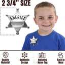 Bedwina Metal Sheriff Badges - (Pack of 24) Silver Star Name Badges with Stickers for Personalized Names, Western Cowboy Dress Up Deputy's Badge Toys for Kids Birthday Party Favors, Giveaways & More