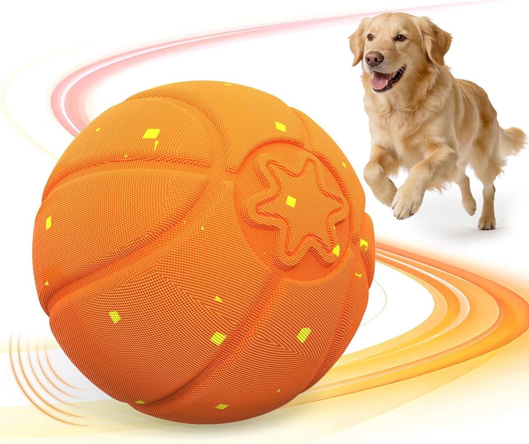 Invengo Interactive Dog Ball, Automatic Rolling Dog Toys with 3 Play Modes, E-TPU Material Dog Balls, IP65 Waterproof Interactive Dog Toys for Medium Dogs(Orange)