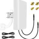 Maswell 4G 5G Directional 2X2 MIMO Antenna Outdoor, High Gain 10dBi, 700-3800MHz Cellular Signal Enhancer with 10km Range, SMA-Male LMR240 Equivalent Cables & TS9/RP-SMA