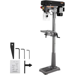 Garvee 13 in Floor Drill Press, 7.5 Amp 120V Pure Copper Motor with Swing-away Safety Guard, 288-3084 RPM Variable Speed, 0-45°Tilting Worktable, Tabletop Drilling Machine for Wood Metal
