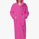 Women Hooded 100% Cotton Terry Bathrobe, Soft Absorbent Quick Dry Robe for Spa, Shower & Home Wear Size M