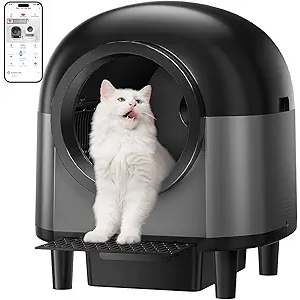 Automatic Cat Litter Box Self Cleaning,Smart Litter Box with 10 Safety Sensor Radars,100L Electric Cat Litter Boxes with Stairs for Multiple Cats,APP-Control,Advanced Odor Control OMCPET (Black) Automatic Cat Litter Box Self Cleaning,Smart Litter Box with 10 Safety Sensor Radars,100L Electric Cat Litter Boxes with Stairs for Multiple Cats,APP-Control,Advanced Odor Control OMCPET (Black)