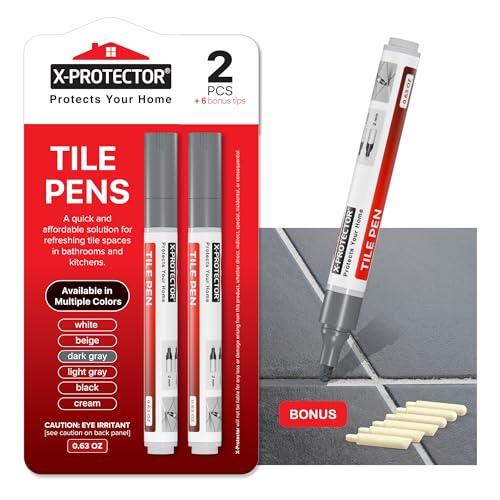 X-Protector Water Based Grout Marker - 2 PCS with 8 Tips, Dark Gray