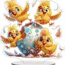 DIY Tabletop Diamond Art Kit for Adult  5D Gem Painting Art Desktop Ornament with Special Shaped Rhinestones, Acrylic Stand-Up Gem Craft for Home Dcor & Gift Idea (Four Chicks)