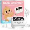 HEYVALUE Nasal Aspirator for Baby, Hospital Grade Nose Sucker with 9 Levels Suction, Night Light and Nursery Rhyme Soothing Function, Electric Nose Suction for Baby with Food-Grade Silicone Tips (White)