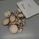 Wonderjune Round Picture Frames wooden Christmas Picture Frame Ornaments for Christmas Tree Hanging Photo Ornaments Using My Own Photos (Black and White,Bow)