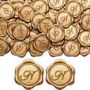 Yoption Initial N Wax Seal Stickers, 100 Pack Antique Gold Letter Self Adhesive Envelope Sealing Stickers for Wedding Party Birthday Christmas (N)