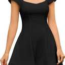 URYIAO Summer Cap Sleeve Mini Dress Cute Sweetheart Neckline Flowy A Line Short Graduation Dresses for Women M Black