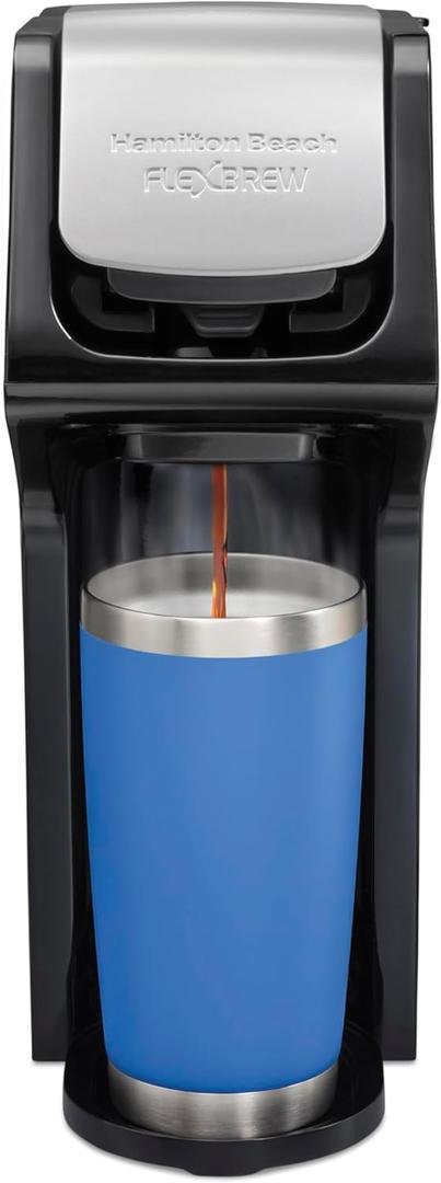 Hamilton Beach FlexBrew Single Serve Coffee Maker, Coffee Machine Compatible with Pod Packs and Grounds, Black Next Gen (49900) (Black - Fast Brewing)