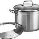 Tramontina Gourmet Stainless Steel 6-Quart Pasta Pot with Lid and Strainer (3 Pc 6 Qt)