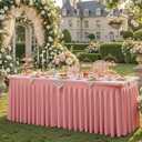 2 Packs Dusty Rose Spandex Table Cloths 8 Foot, Fitted Stretch Table Cover with Skirts 30x96 Inch, Wrinkle-Free Floor Length Tablecloths Rectangular for Weddings Parties Banquets Events Decorations