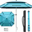 Patio Umbrella with Exclusive Black Coating, 7.2ft/7.8ft Heavy-Duty Double-Layer Nylon Canopy, Adjustable Tilt Sun Shade Outdoor Table Umbrella, UV Protection & Carry Bag for Beach, Fishing, Backyard