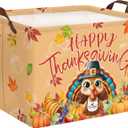 Clastyle Large Pumpkin Thanksgiving Basket Orange Cornucopia Fruit Fall Turkey Storage Bin Farm Harvest Basket for Gift Clothes Toy Book