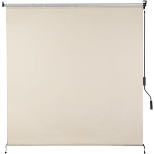 COWVIE Outdoor Cordless Roller Shade, 7'W x 8'H Solar Fabric Sun Shade, 5% Openness Outdoor Blinds with 95% UV Protection for Porch, Gazebo, Pergola Use, Beige