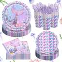 140PCS Mermaid Themed Party Supplies for Girls Baby Shower Under the Sea Mermaid Birthday Party Decorations Ocean Party Tableware Plates Cups Napkins Knives Forks for 20 Guests