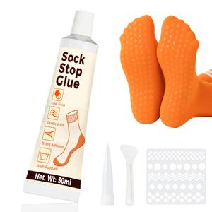 3 x Sock Stop, Transparent Waterproof Sock Glue for Bath Mat, Anti Slip Socks, Carpets, Blankets, Washable Sock Stop Anti Slip Adhesive with Tip Applicator to Enhanced Grip (50ml)