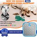 Lick Mat for Dogs & Cats, Stainless Steel Pet Slow Feeder for Crate Boredom & Anxiety Reduce, Cat Licking Pads with Spatula & Scrubbing Brush, Blue