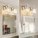 Modern Bathroom Vanity Light 2-Lights Chrome Crystal Wall Lamp Bathroom Modern Crystal Vanity Lighting