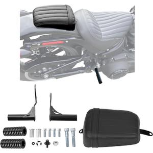KUAFU Passenger Footpegs Crash Bar & Seat Compatible with 2018-2024 Harley Softail FXST Street Bob FXBB Rear Pillion Cushion Pad & Foot Pegs Bar Frame Slider Black