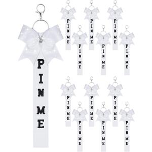 Landical Cheer Pin Me Ribbon Cheerleader Ribbon Keychain with Rhinestones Bow for Cheerleader Bag Backpack