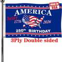 Jayus Double Sided 250th Anniversary American USA Flags 3x5 Outdoor- Vivid Colors 3Ply 1776-2026 250 Years Birthday Patriotic Flags Banners- Heavy Duty 100% Polyester with 2 Brass Grommets
