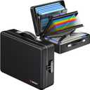 Fireproof Document Box with Fireproof Zipper, Hard Inner Shell Fireproof Document Bag with Lock, Fireproof Water Resistant Important Document Organizer 16 inch Laptop File Briefcase (Black)