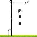 SZHLUX Garden Flag Stand, Premium Yard Flag Pole Holder (35.4''16.4'') Metal Powder-Coated Weather-Proof Paint with One Tiger Clip and Two Spring Stoppers Without Flag, Black (35.4'')