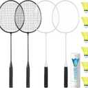 AboveGenius Badminton Rackets Set of 4 for Outdoor Backyard Games, Including 4 Rackets, 6 Nylon Badminton Shuttlecocks, Lightweight Badminton Racquets for Beginners