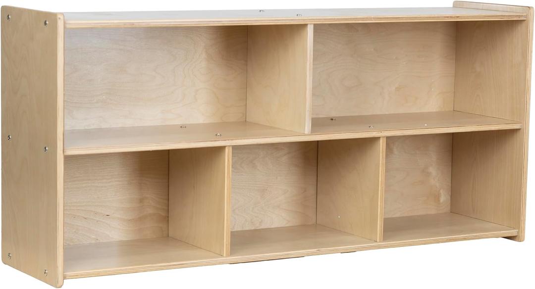 Classroom Storage Shelves, 5-Cubby Storage Unit, Birch Plywood Montessori Toy Shelf for Classroom, Preschool, Playroom - 22" Height