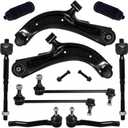 TUCAREST 10Pc Suspension Kit Fit For 2013-19 Ni-ssan Sentra 1.8L, 13-20 NV200, 2 Front Lower Control Arm w/Ball joint + 4 Outer Inner Tie Rod + 2 Sway Bar [# K622159 K622160 K750719 EV800951 ES800965]