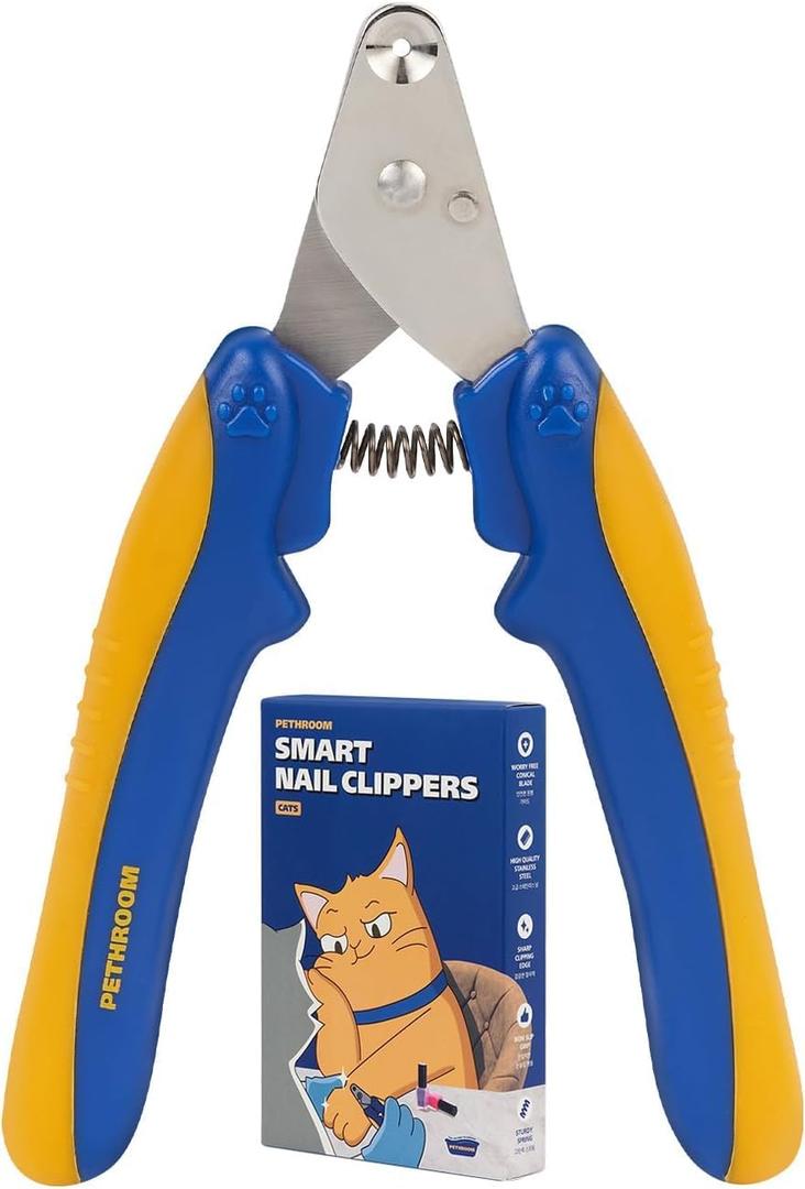 [PETHROOM] Cat Nail Clipper Trimmer for Indoor Cats with Circular Cut Hole (2mm) | Premium Sturdy Stainless Steel Blade Cat Claw | Safe, Easy, Accurate, Quiet & Fast | Avoid Overcutting