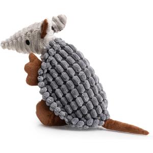 Hollypet Plush Dog Squeaky Toy Stuffed Armadillo Animal Pet Puppy Chew Toys with Clean Teeth for Small Medium Large All Breed Sizes Dogs, Dark Gray, 8 in