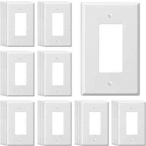 Jumbo Decorator Wall Plate Covers 1-Gang Oversize Outlet Cover Plate 5.5" x 3.5" Impact Resistant for Electric Outlets Light Receptacle Outlets GFCI Switches, White (40 Pack)