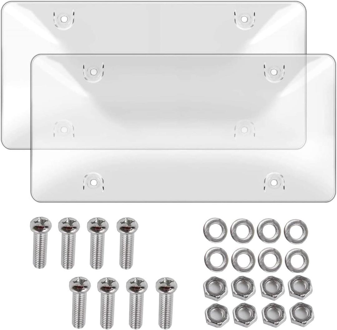 License Plates Shields 2 Pack Clear Bubble Design Plate Covers, Unbreakable Novelty Frame Covers to Protect Front, Back Fit Standard US Plate with Screws