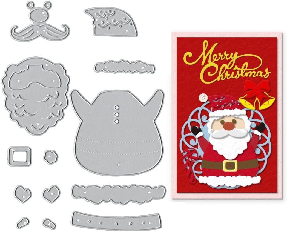 Christmas Santa Claus Die Cuts for Card Making, Merry Christmas Cutting Dies Sets Xmas Santa Dies Embossing Template for Scrapbooking DIY Cards Photo Album Craft Decorations (CD-LJ-211105-Santa words)