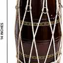 Wooden Dholak Drum, Adjustable Indian Hand Percussion Instrument, 14 Inch