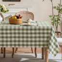 Spring Gingham Tablecloth Rectangle Table Cotton Linen Fabric Picnic Checkered Table Cloth Farmhouse Washable Wrinkle Free Buffalo Plaid Table Cover for Outdoor Birthday Party, Green, 60x75