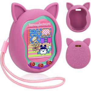 Winceed Silicone Case for Tamagotchi Uni, Protective Cover for Tamagotchi Uni Protector Skin with Hand Strap (Pink)