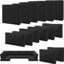 Aoxun 14pcs Patio Cushion Covers Replacement, Waterproof Outdoor Furniture Cushion Covers with Zipper and Non-Slip Bottom, Patio Sofa Couch 3 Sizes for Patio Sectional, Covers Only (Black)