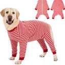 Yeapeeto Dog Onesie Surgery Recovery Suit for Large Medium Bodysuit Dogs Pajamas PJS Full Body for Shedding, Prevent Licking, Wound Protection, Cone Alternative (Red Pink, 3X-Large (Pack of 1))