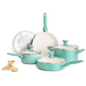 RIO CERAMIC NONSTICK 10-PIECE COOKWARE SET | TURQUOISE