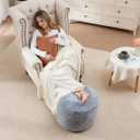 Round Ottoman Foot Rest for Couch 20"x15" Foot Stool Ottoman Pouf with Foam Chunk Filling Small Ottomans Foot Stools Poufs for Living Room Dark Grey Poof Hassocks and Ottomans Soft Foot Rest for Chair
