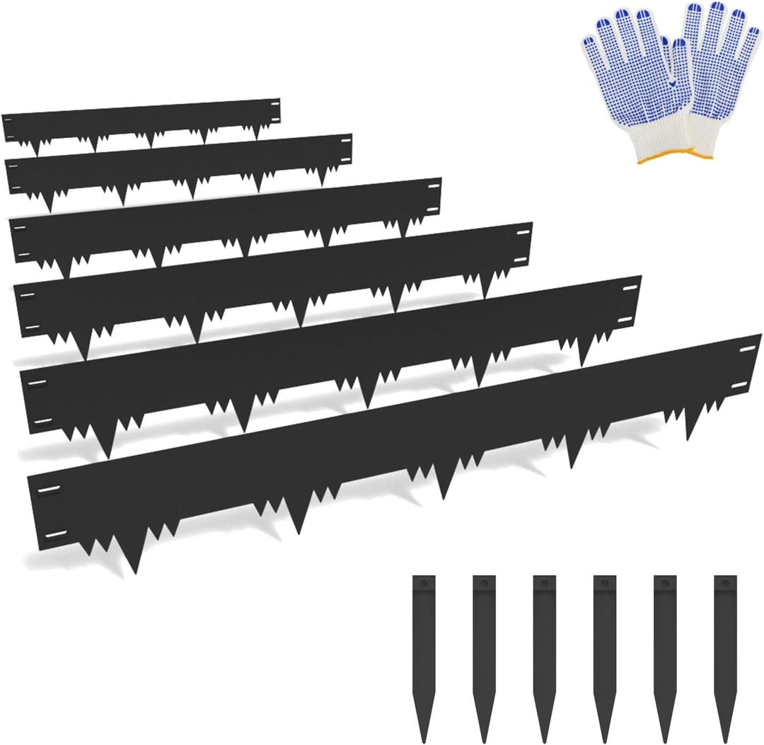 Galvanized Steel Landscape Edging Border 6 Packs 42'' L x 6.5'' H, Metal Landscape Garden Edging Border with 6 Stakes, Hammer-in Lawn Edging for Landscaping, Flower Bed, Yard, Pathway (21ft Total)