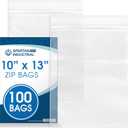 Spartan Industrial - 10" X 13" (100 Count) Quart Clear Reclosable Zip Plastic Poly Bags with Resealable Lock Seal Zipper - 2 Mil