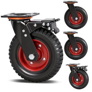 Frassie 8" Heavy Duty Rubber Wheels Industrial Casters, 2 Swivel 2 Locking