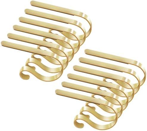 Loncaster Christmas Stocking Holders for Mantle Set of 6, Non-Slip Adjustable Stocking Holders, Stocking Hanger for Christmas Party Decorations(Gold)